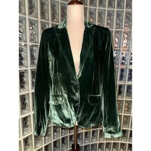 Lucky Brand vintage silk blend velvet blazer - emerald green - Size Small -OG